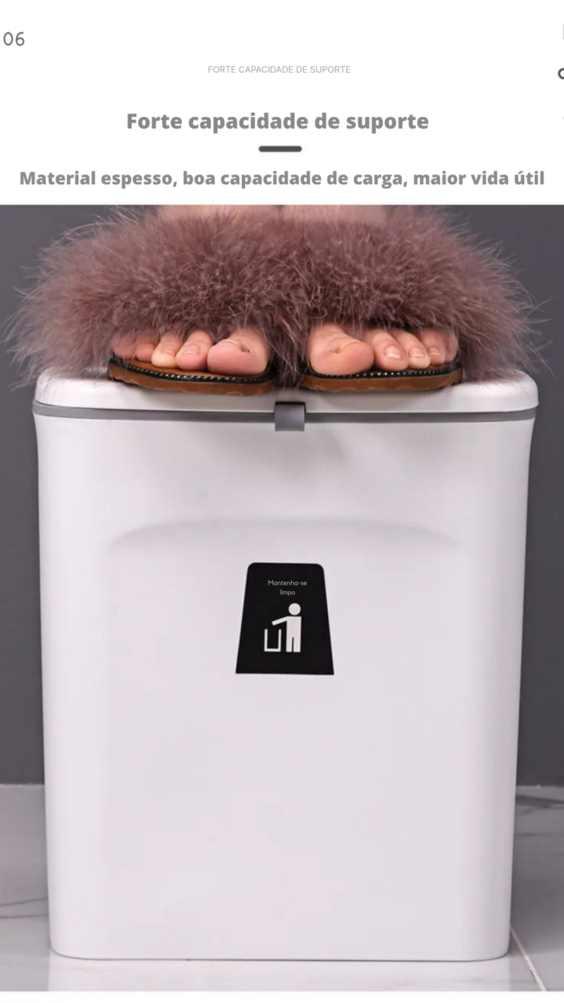 Lixeira de Cozinha com Tampa | Montada na Parede ou Suspensa em Armário – Ideal para Banheiro, Bancada e Portas de Armário | Cesto de lixo |