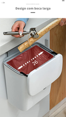 Lixeira de Cozinha com Tampa | Montada na Parede ou Suspensa em Armário – Ideal para Banheiro, Bancada e Portas de Armário | Cesto de lixo |