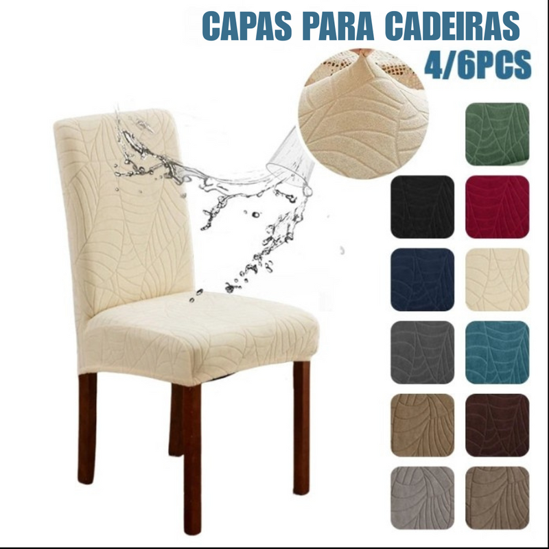 Capas de Cadeira Genina – Kit com 4 ou 6 Unidades | Ajuste Elástico, Impermeável e Fácil de Limpar | Ideal para Sala de Jantar, Escritório, Hotel ou Restaurante